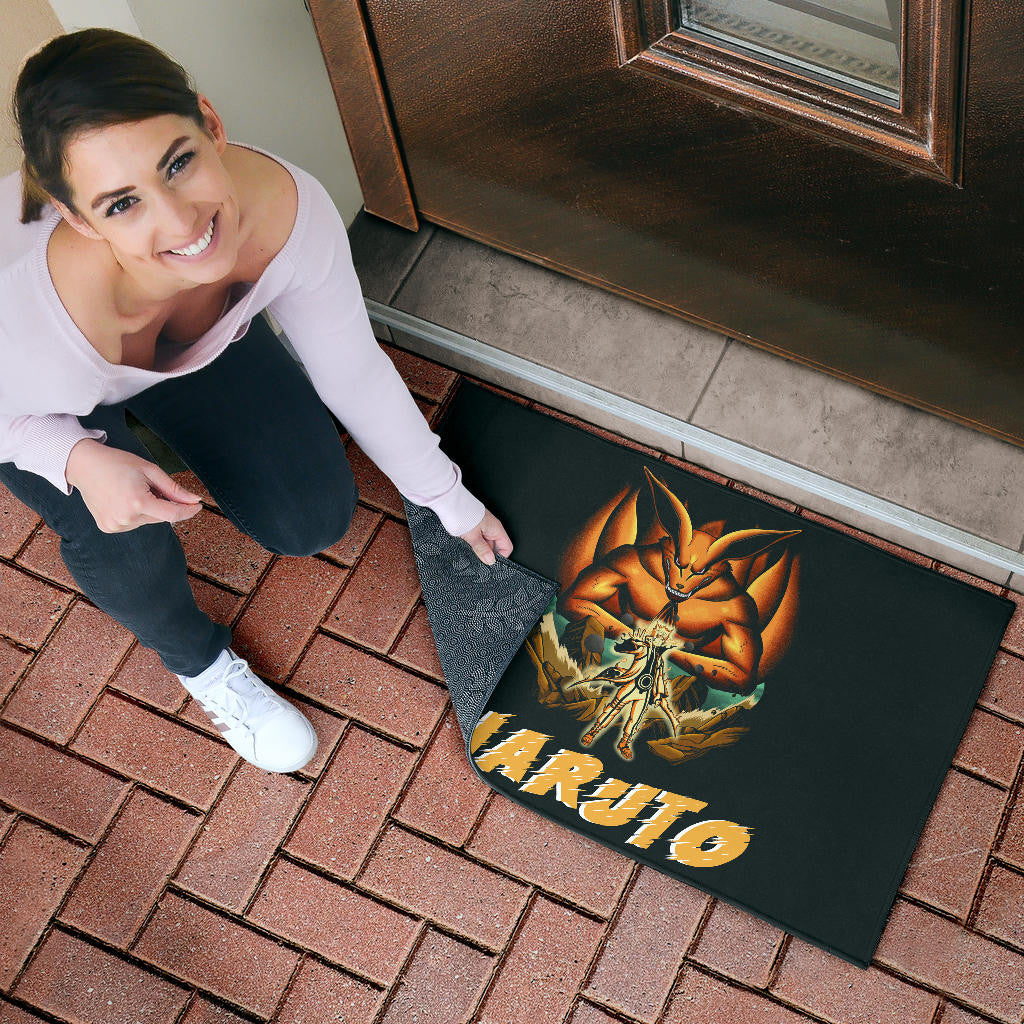 Naruto Anime Naruto Together With Kurama In Battle Door Mat Home Decor