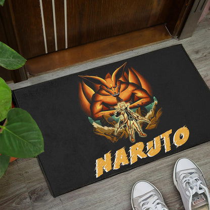 Naruto Anime Naruto Together With Kurama In Battle Door Mat Home Decor