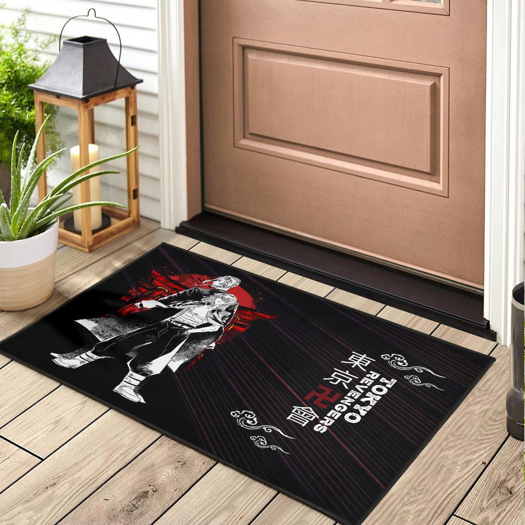 Tokyo Revengers Anime Mikey And Draken Together Black White Artwork Door Mat Home Decor