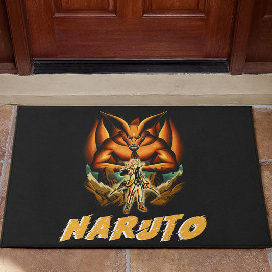 Naruto Anime Naruto Together With Kurama In Battle Door Mat Home Decor