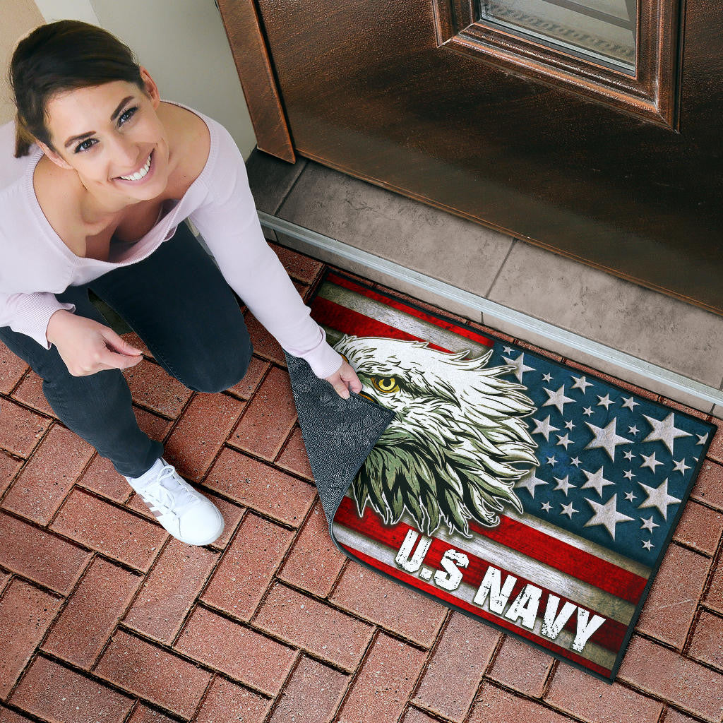 US Independence Day U.S Navy Eagle On American Flag Door Mat Home Decor