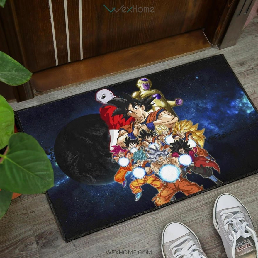 Dragon Ball Anime DB Goku All Forms Vs Golden Frieza And Jiren Door Mat Home Decor