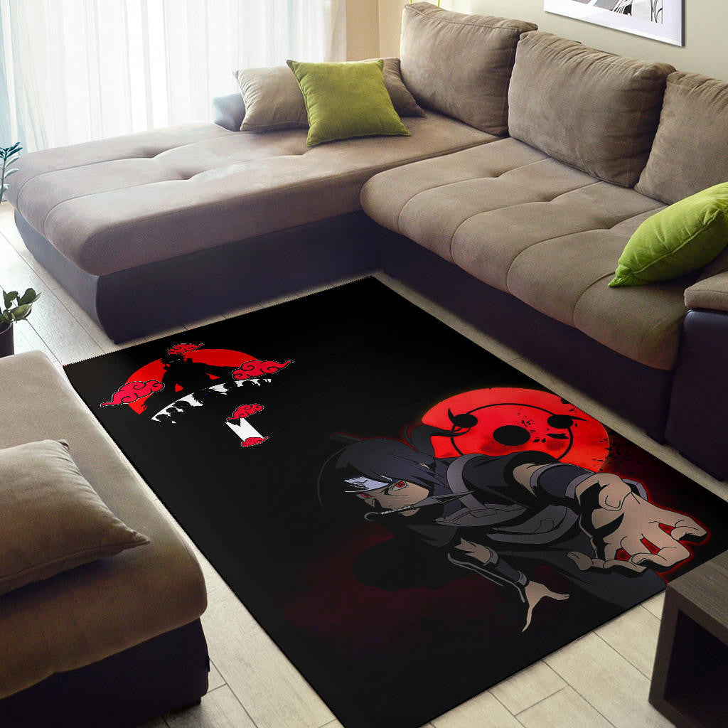 Naruto Anime Itachi Uchiha Spy Akatsuki Members Silhouette Area Rug Home Decor