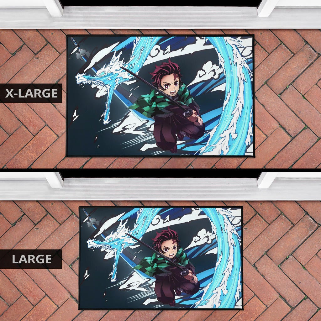 Demon Slayer Anime Tanjiro Water Dragon Power Sword Fighting Door Mat Home Decor