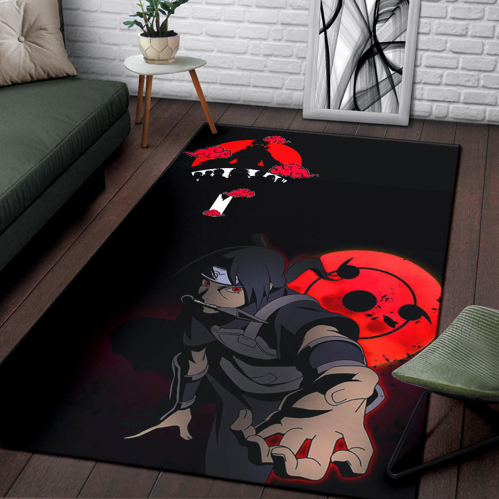 Naruto Anime Itachi Uchiha Spy Akatsuki Members Silhouette Area Rug Home Decor