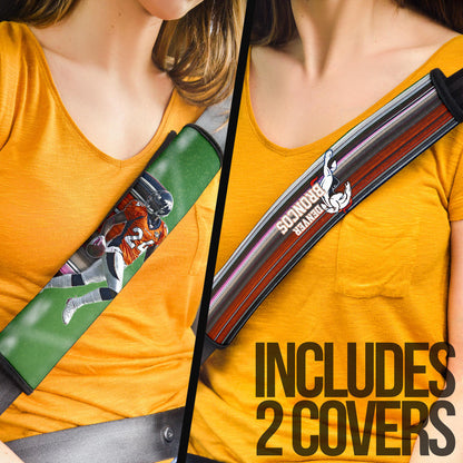 Denver American Football Broncos Football Champ Bailey 24 Grab Rugby Ball Looking Back  Seat Belt Covers