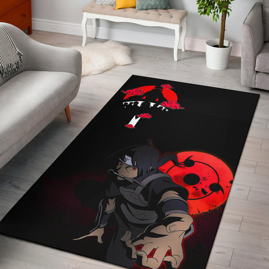 Naruto Anime Itachi Uchiha Spy Akatsuki Members Silhouette Area Rug Home Decor