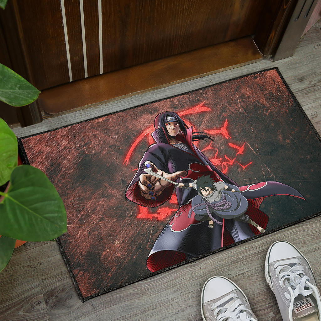 Naruto Anime Itachi Sasuke Uchiha Fighting Door Mat Home Decor