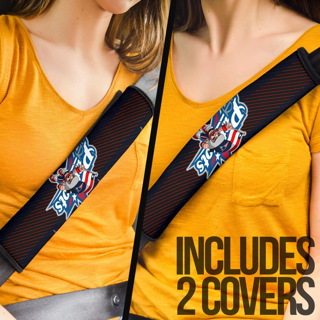 New England Patriots American Football Team Patriots Rusher Holding Flag Go Champion Seat Belt Covers