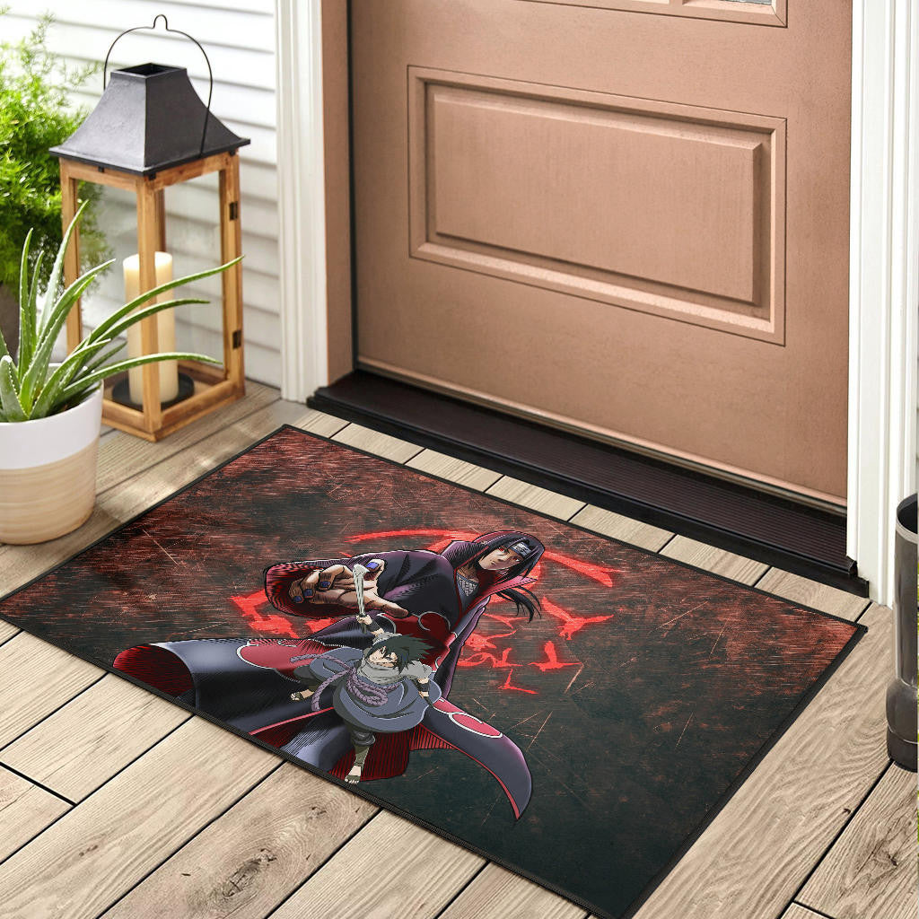 Naruto Anime Itachi Sasuke Uchiha Fighting Door Mat Home Decor