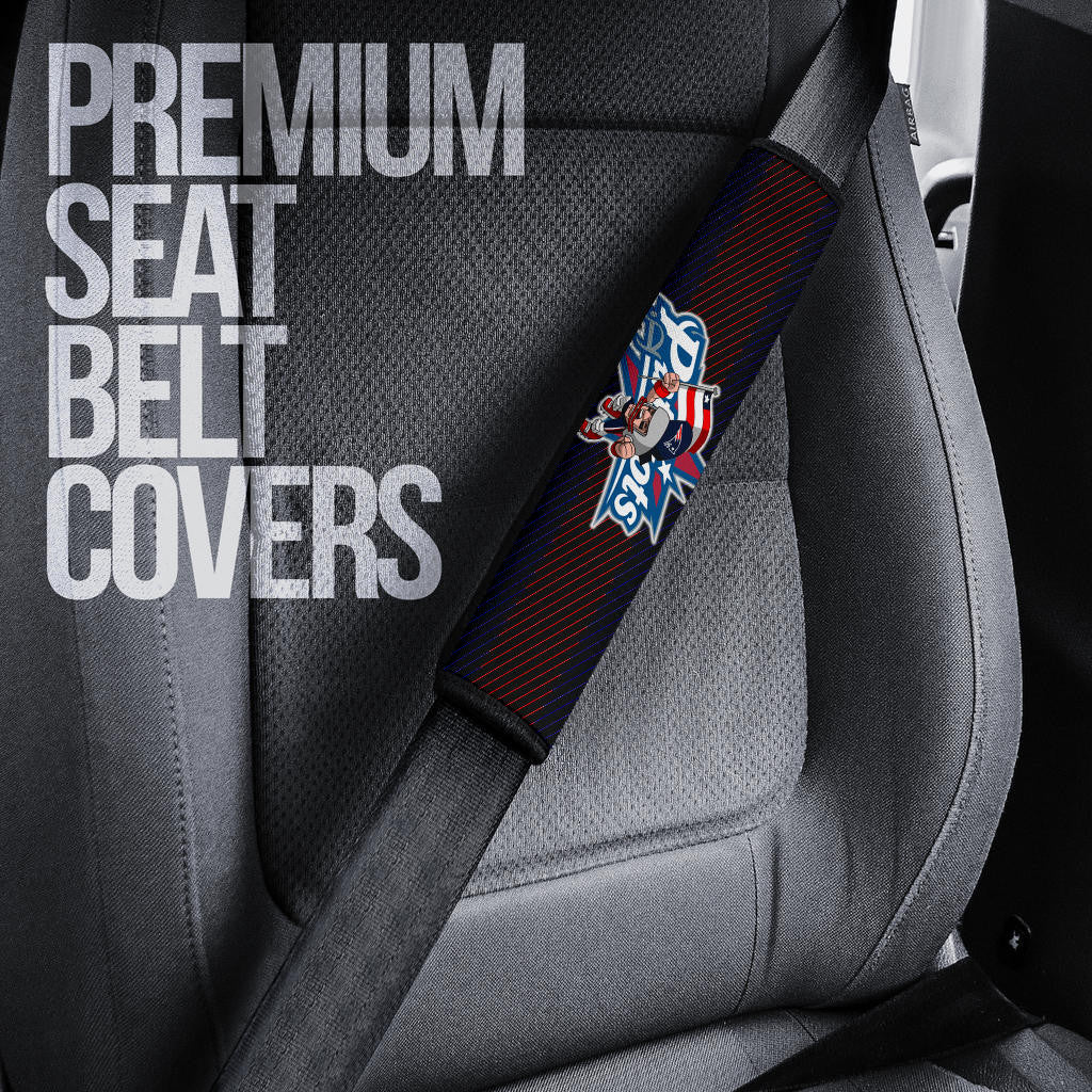 New England Patriots American Football Team Patriots Rusher Holding Flag Go Champion Seat Belt Covers