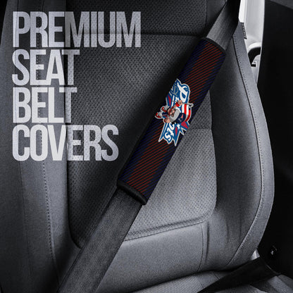 New England Patriots American Football Team Patriots Rusher Holding Flag Go Champion Seat Belt Covers