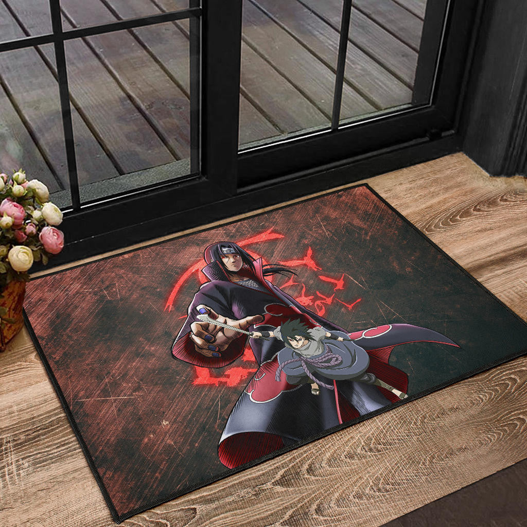 Naruto Anime Itachi Sasuke Uchiha Fighting Door Mat Home Decor