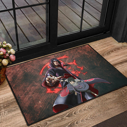 Naruto Anime Itachi Sasuke Uchiha Fighting Door Mat Home Decor