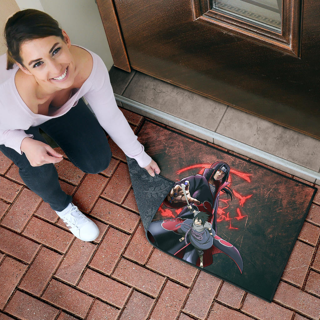 Naruto Anime Itachi Sasuke Uchiha Fighting Door Mat Home Decor