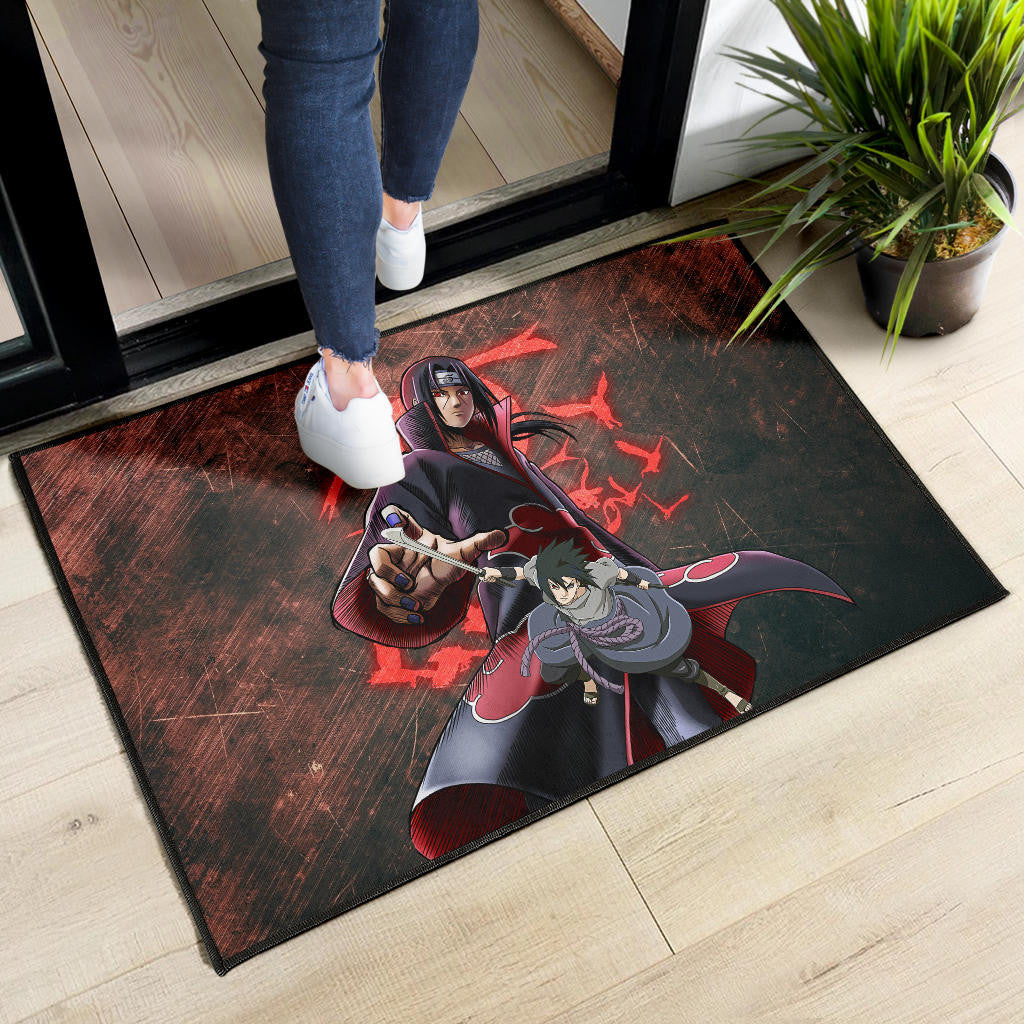 Naruto Anime Itachi Sasuke Uchiha Fighting Door Mat Home Decor