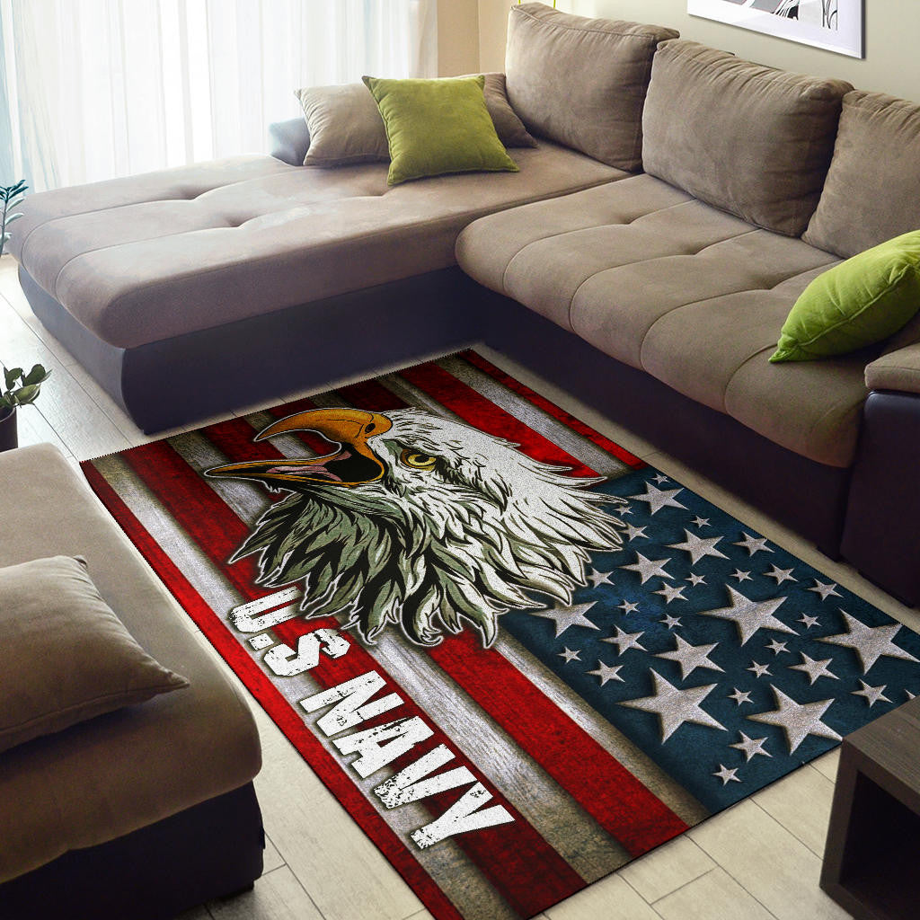 US Independence Day U.S Navy Eagle On American Flag Area Rug Home Decor