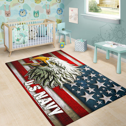 US Independence Day U.S Navy Eagle On American Flag Area Rug Home Decor