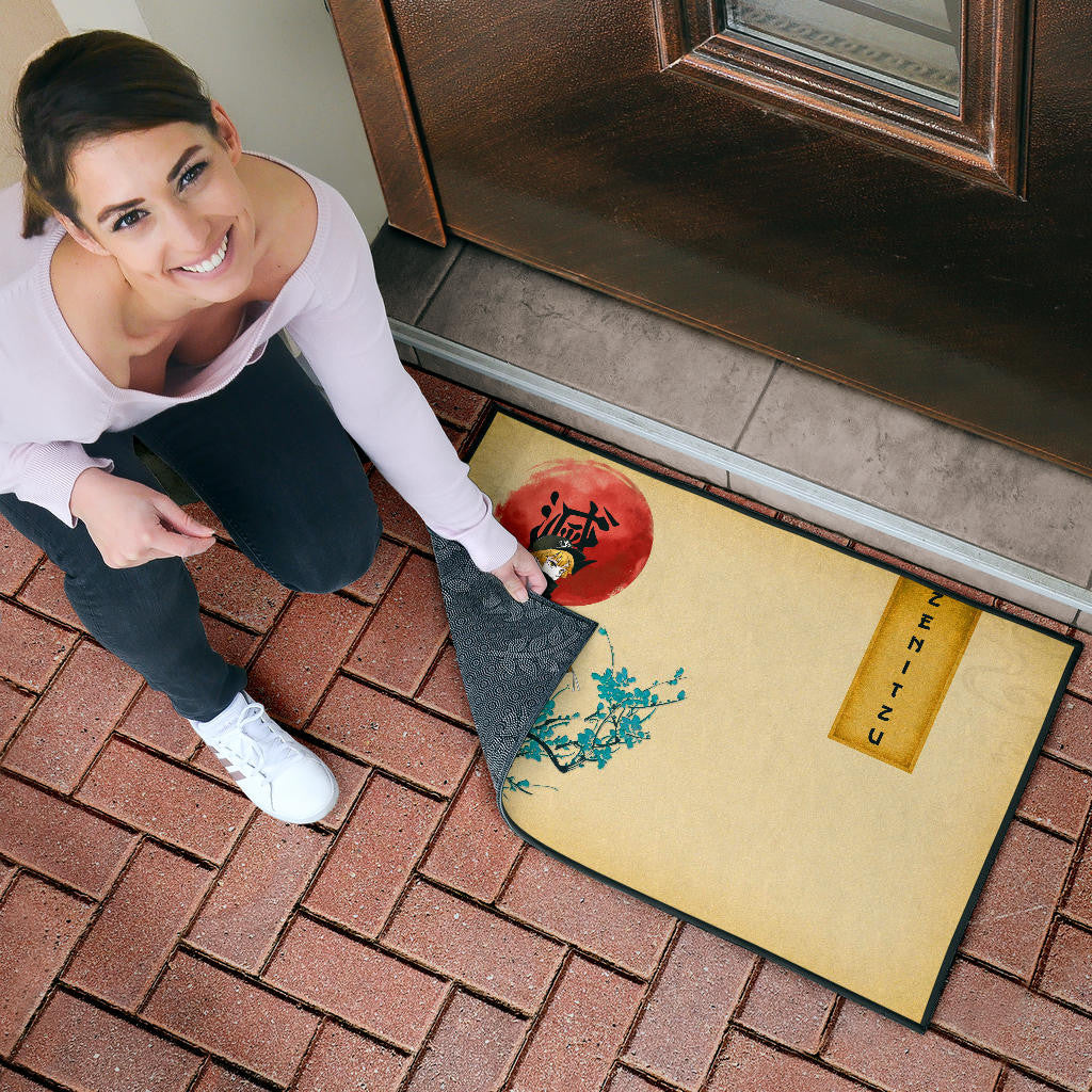 Demon Slayer Zenitsu Wearing Modern Clothes Yellow Theme Door Mat Home Decor