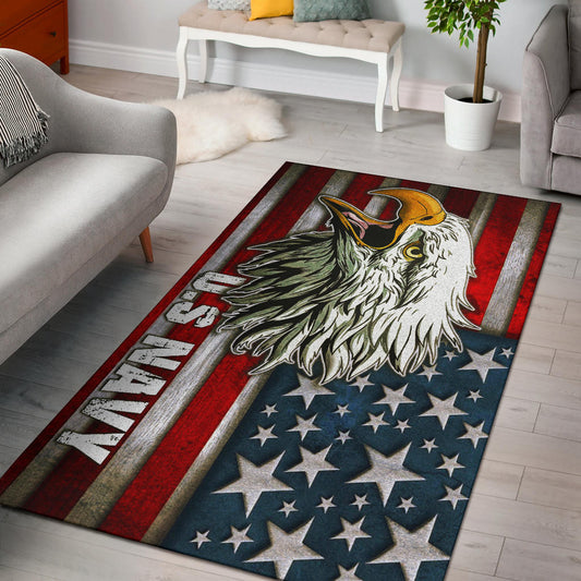 US Independence Day U.S Navy Eagle On American Flag Area Rug Home Decor