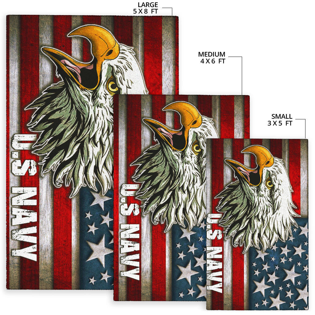 US Independence Day U.S Navy Eagle On American Flag Area Rug Home Decor