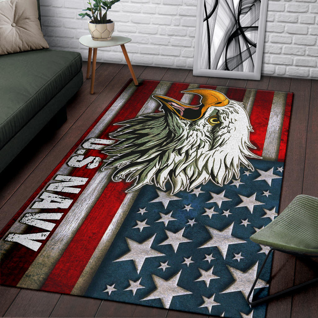 US Independence Day U.S Navy Eagle On American Flag Area Rug Home Decor