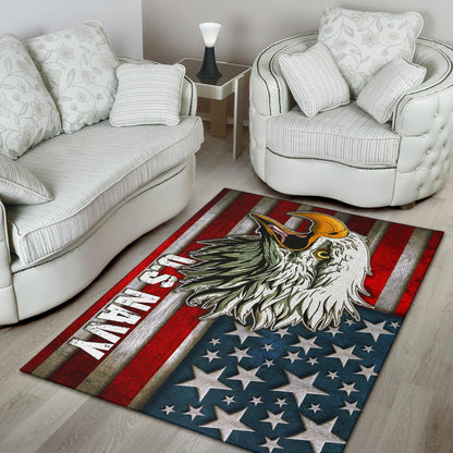 US Independence Day U.S Navy Eagle On American Flag Area Rug Home Decor