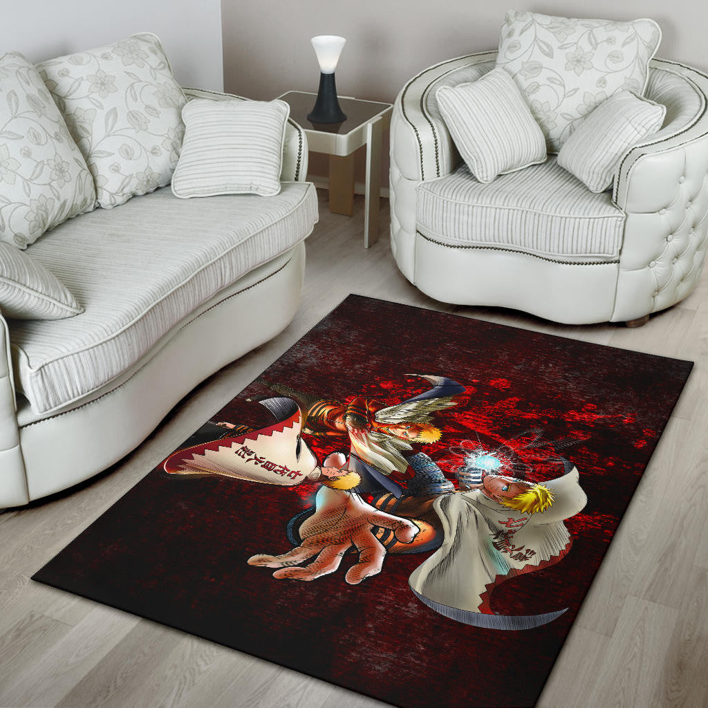 Naruto Anime Naruto Hokage Sharingan Red And Black Theme Area Rug Home Decor