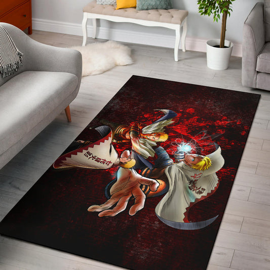 Naruto Anime Naruto Hokage Sharingan Red And Black Theme Area Rug Home Decor