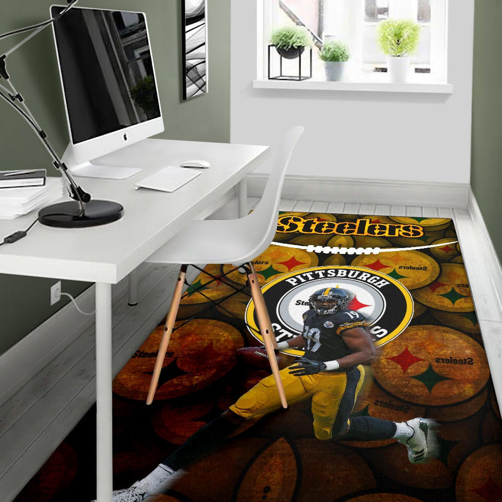 Pittsburgh Steelers American Football Team JuJu Smith-Schuster 19 Steelers Doodle Area Rug Home Decor