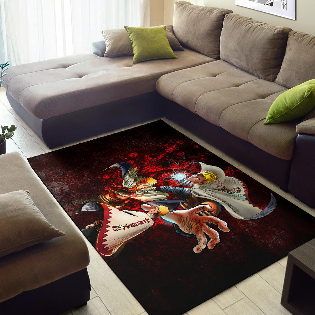 Naruto Anime Naruto Hokage Sharingan Red And Black Theme Area Rug Home Decor