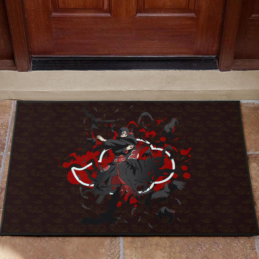 Naruto Anime Itachi Uchiha Power Crow Fading Door Mat Home Decor