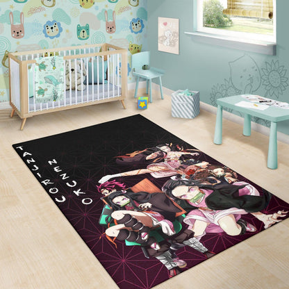 Demon Slayer Anime Nezuko Fighting Moments With Tanjiro Area Rug Home Decor