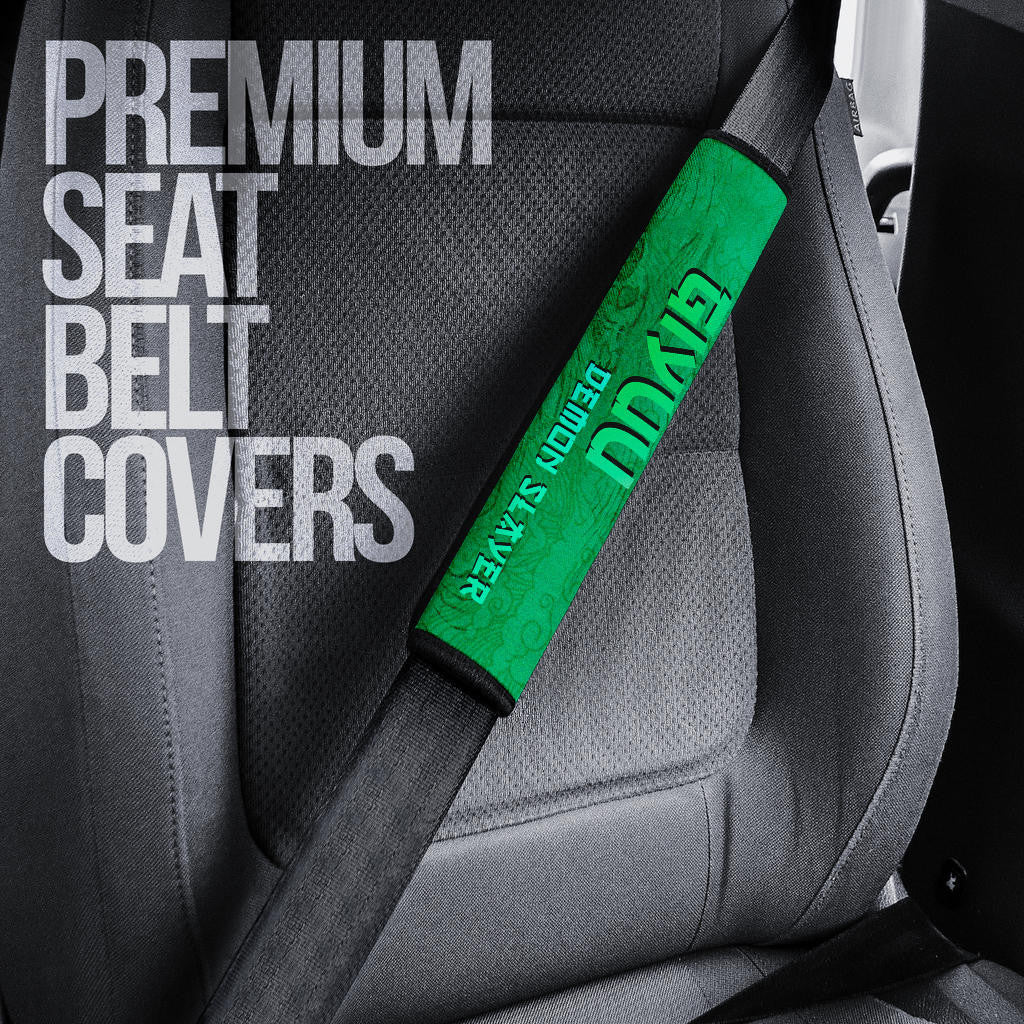 Demon Slayer Anime Giyuu Water Breath Power Green Vintage Theme Seat Belt Covers