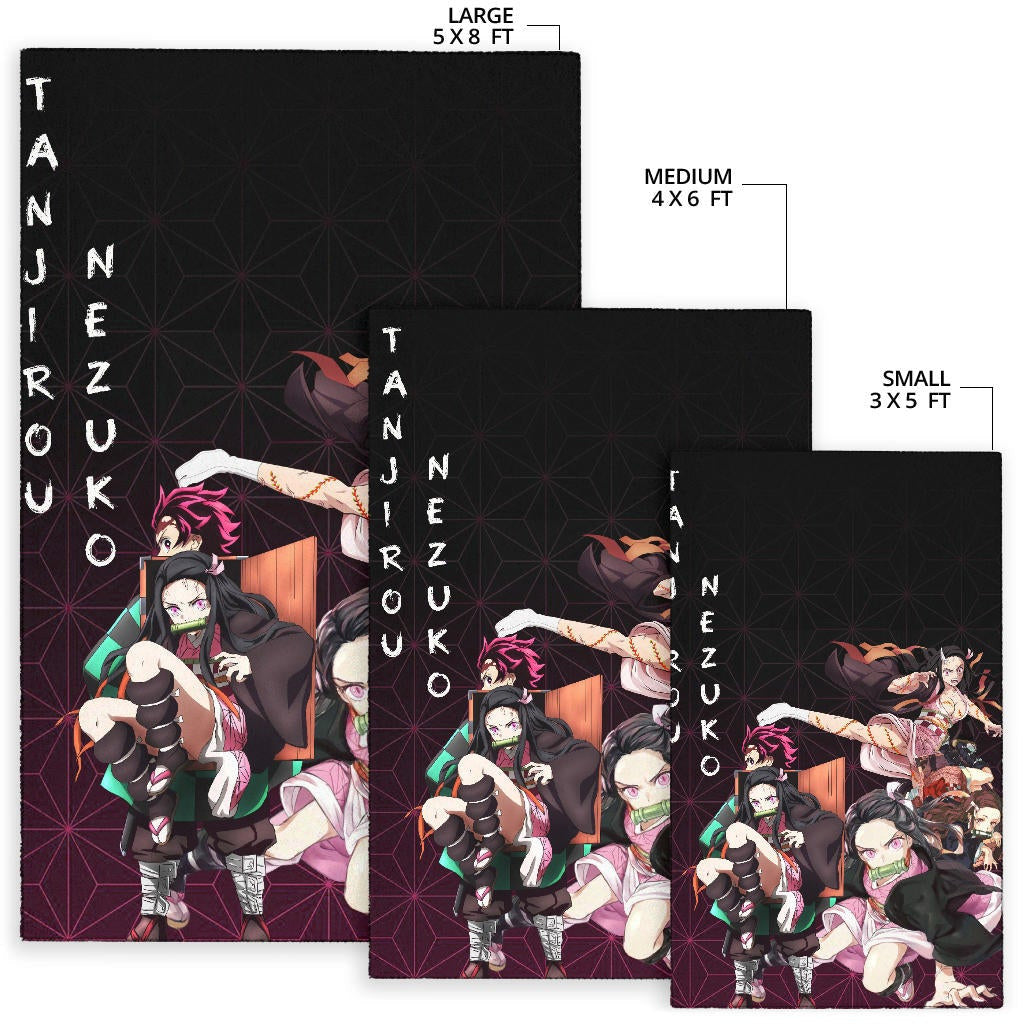 Demon Slayer Anime Nezuko Fighting Moments With Tanjiro Area Rug Home Decor