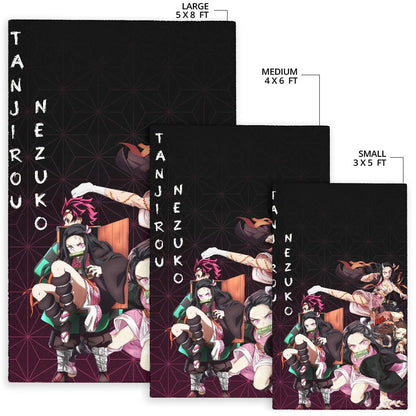 Demon Slayer Anime Nezuko Fighting Moments With Tanjiro Area Rug Home Decor