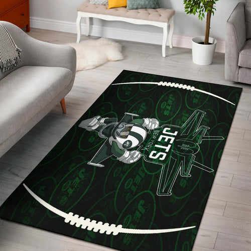 New York American Football Jets Football Rush Artwork Jumping Dark Green Area Rug Home Decor
