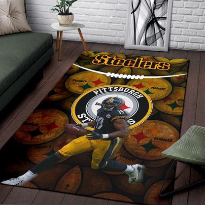 Pittsburgh Steelers American Football Team JuJu Smith-Schuster 19 Steelers Doodle Area Rug Home Decor