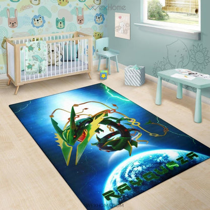 Pokemon Anime Pokemon Rayquaza Ultra Universe Blue Area Rug Home Decor