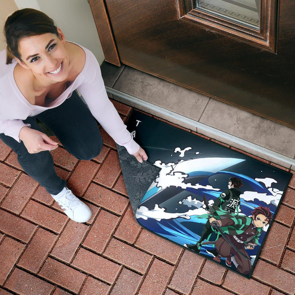 Demon Slayer Anime Tanjiro Fighting Moments Water Power Door Mat Home Decor