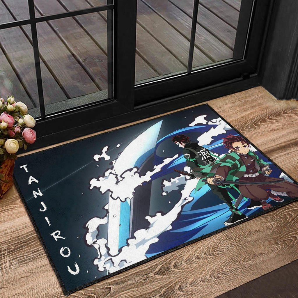 Demon Slayer Anime Tanjiro Fighting Moments Water Power Door Mat Home Decor
