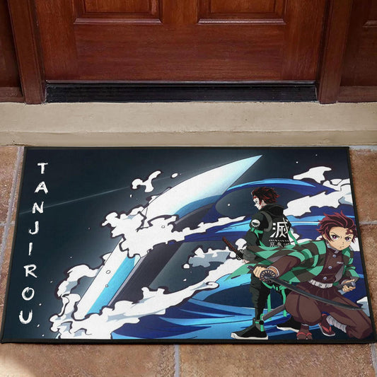 Demon Slayer Anime Tanjiro Fighting Moments Water Power Door Mat Home Decor