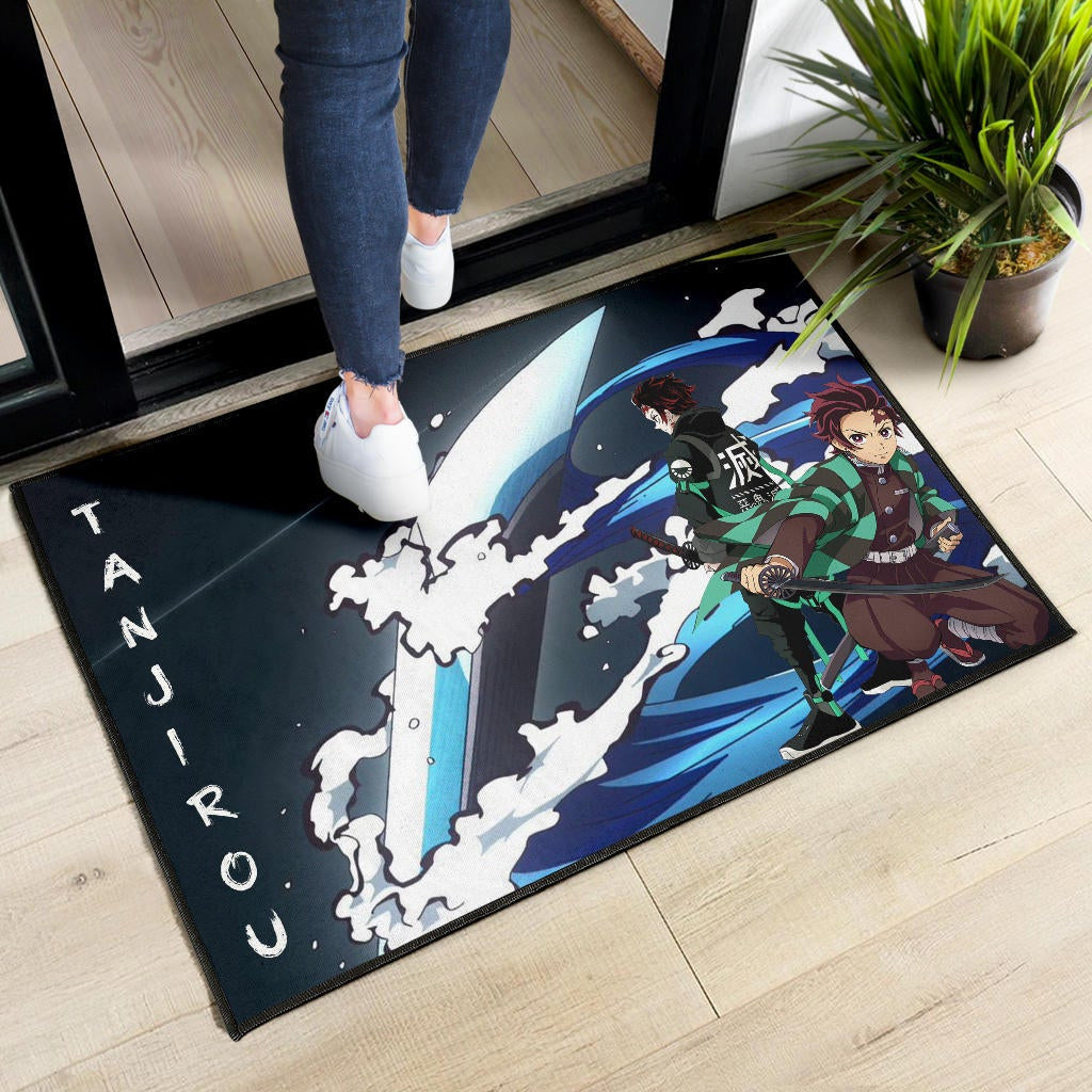 Demon Slayer Anime Tanjiro Fighting Moments Water Power Door Mat Home Decor