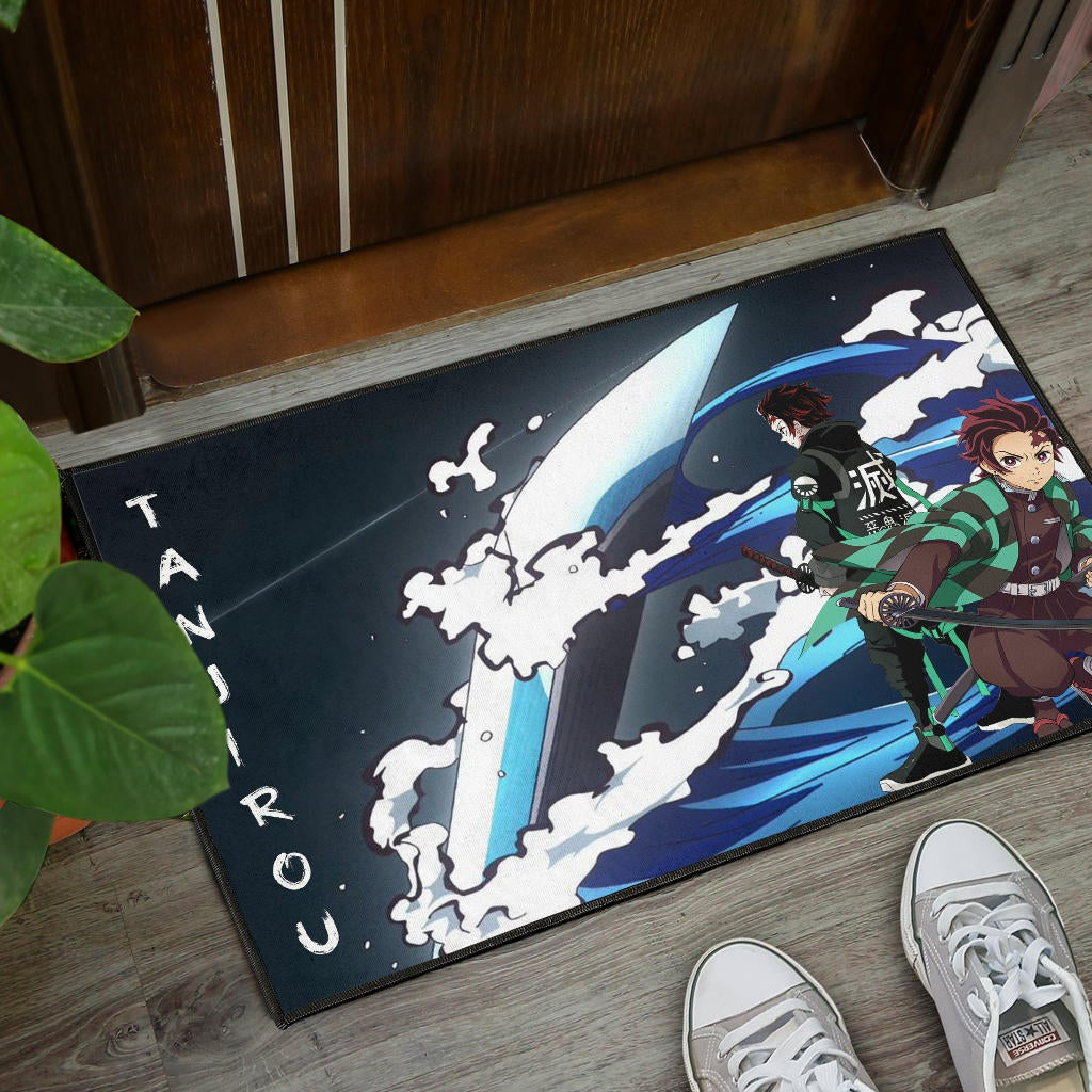 Demon Slayer Anime Tanjiro Fighting Moments Water Power Door Mat Home Decor