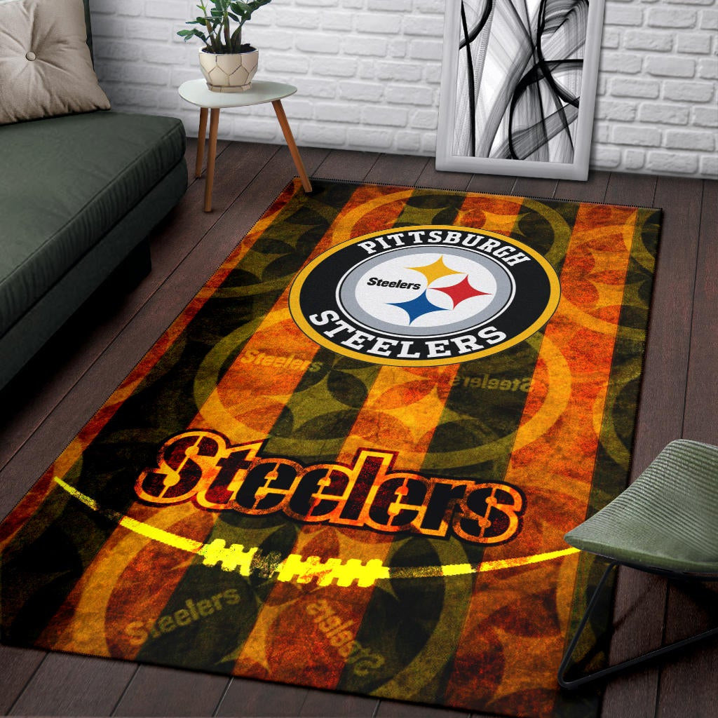Pittsburgh Steelers American Football Team Flaming Steelers Background Area Rug Home Decor
