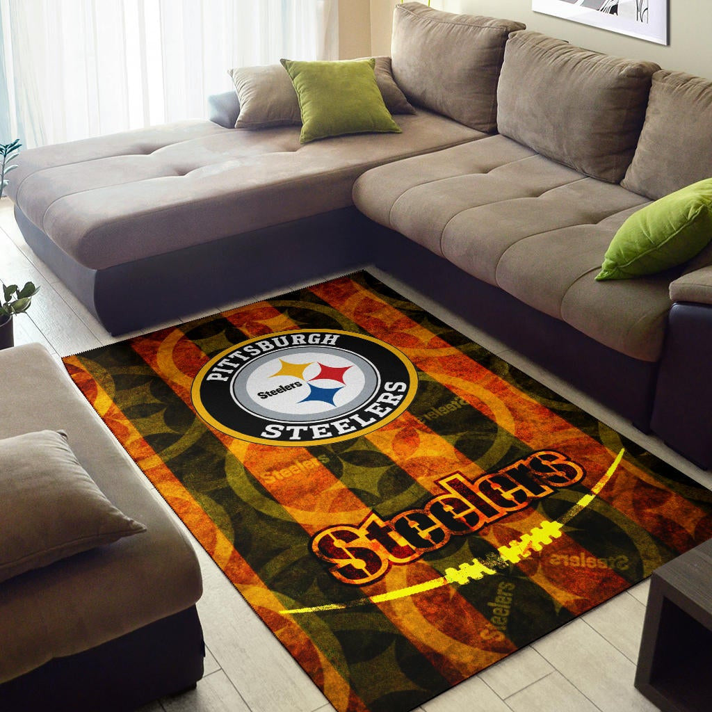 Pittsburgh Steelers American Football Team Flaming Steelers Background Area Rug Home Decor