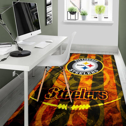 Pittsburgh Steelers American Football Team Flaming Steelers Background Area Rug Home Decor