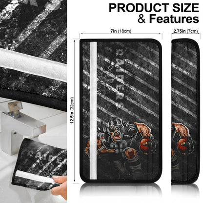 Las Vegas Raiders American Football Team Monster Attack Grabbing Artwork Black White Seat Belt Covers
