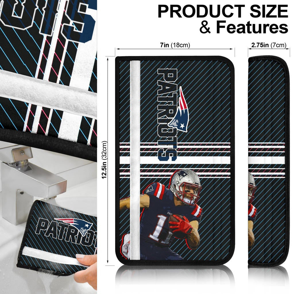 New England Patriots American Football Team Julian Edelman 11 Grab Rugby Ball And Running Seat Belt Covers
