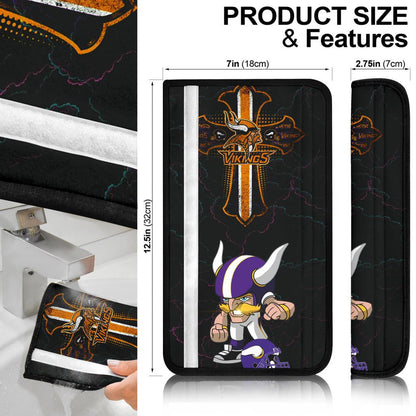 Minnesota Vikings American Football Team Chibi Little Viking Player Fight Orange Cross Seat Belt Covers